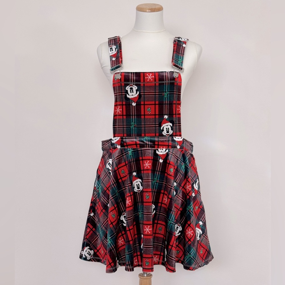 Mickey Holiday Christmas Plaid Dress Overall